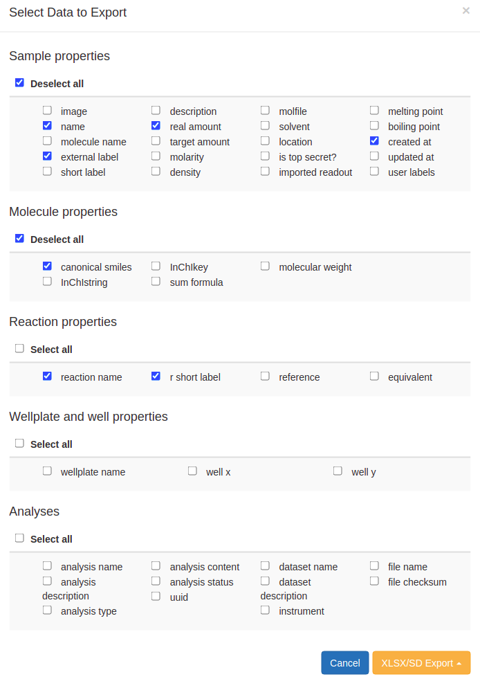 Export Menu